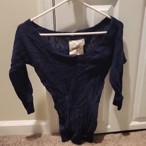 Hollister Off-the-Shoulder Deep Navy Blue Sweater